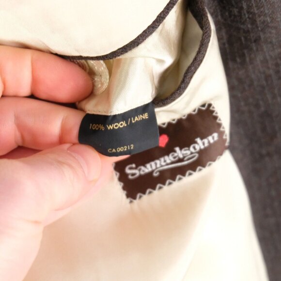 Samuelsohn Blazer Mens 44R Brown Striped Two Button Vented Wool Business Casual - Picture 15 of 15